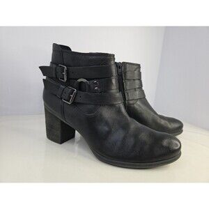 Josef Seibel Brittany Womens Black Leather Buckle Straps Zip Bootie Size US 8.5